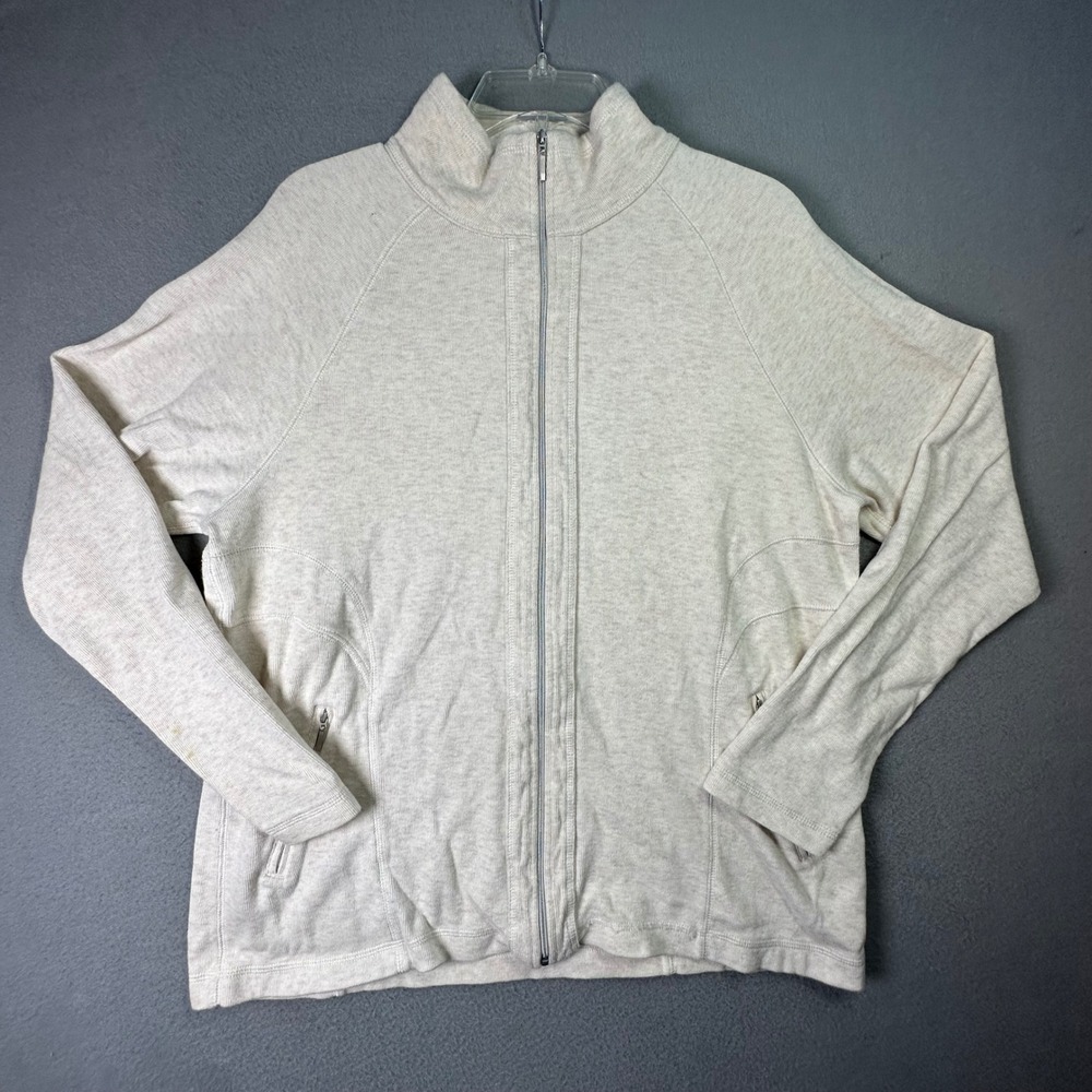 Kirkland Signature Full Zip Jacket Oatmeal Heather Athleisure XL Cream Casual